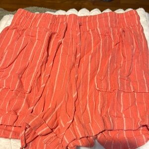 Women's Coral Striped Shorts